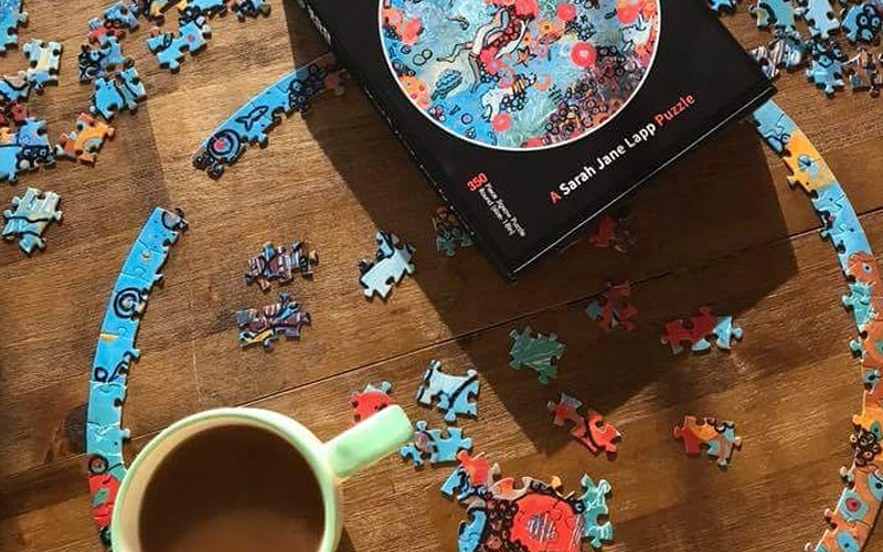 Puzzle, pie, and coffee